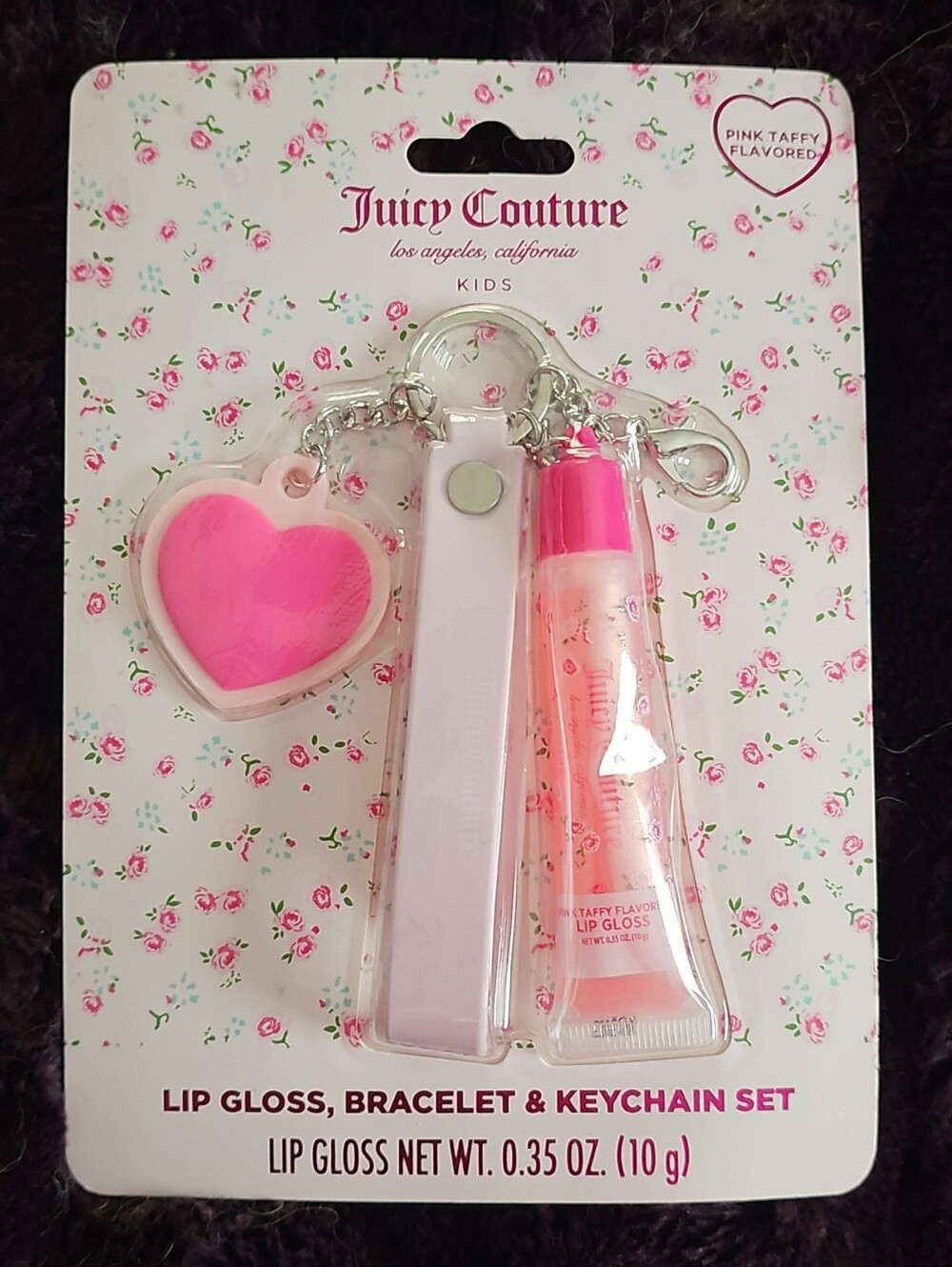 Juicy Couture Pink Lip Gloss, Bracelet Strap & Heart Keychain Set